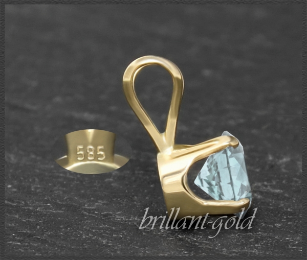 Anhänger 585 Gold Aquamarin hellblau, 4,5,6,7mm